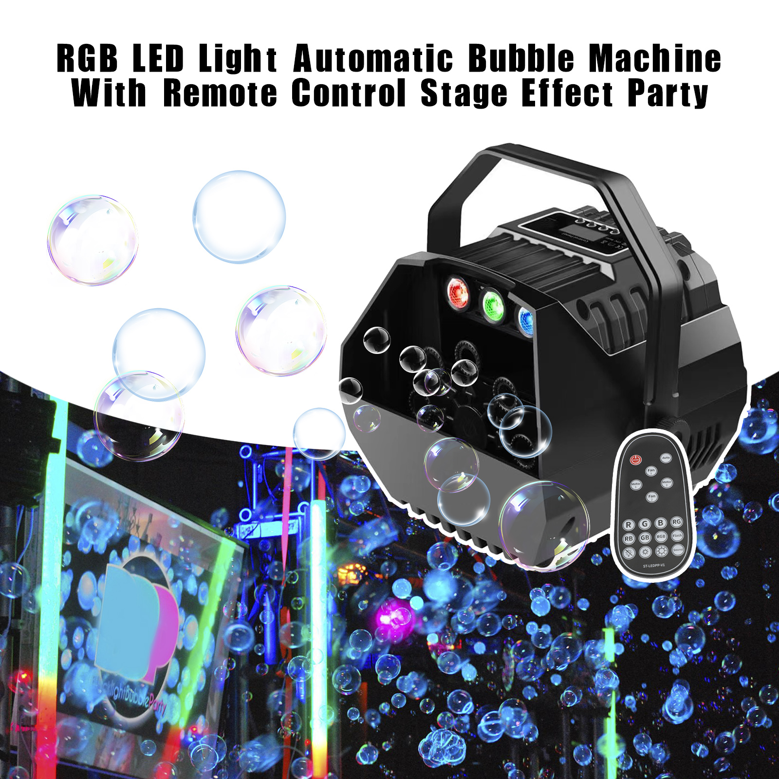 Bubble Machine with RGB Lights in Action for Birthday and Festival