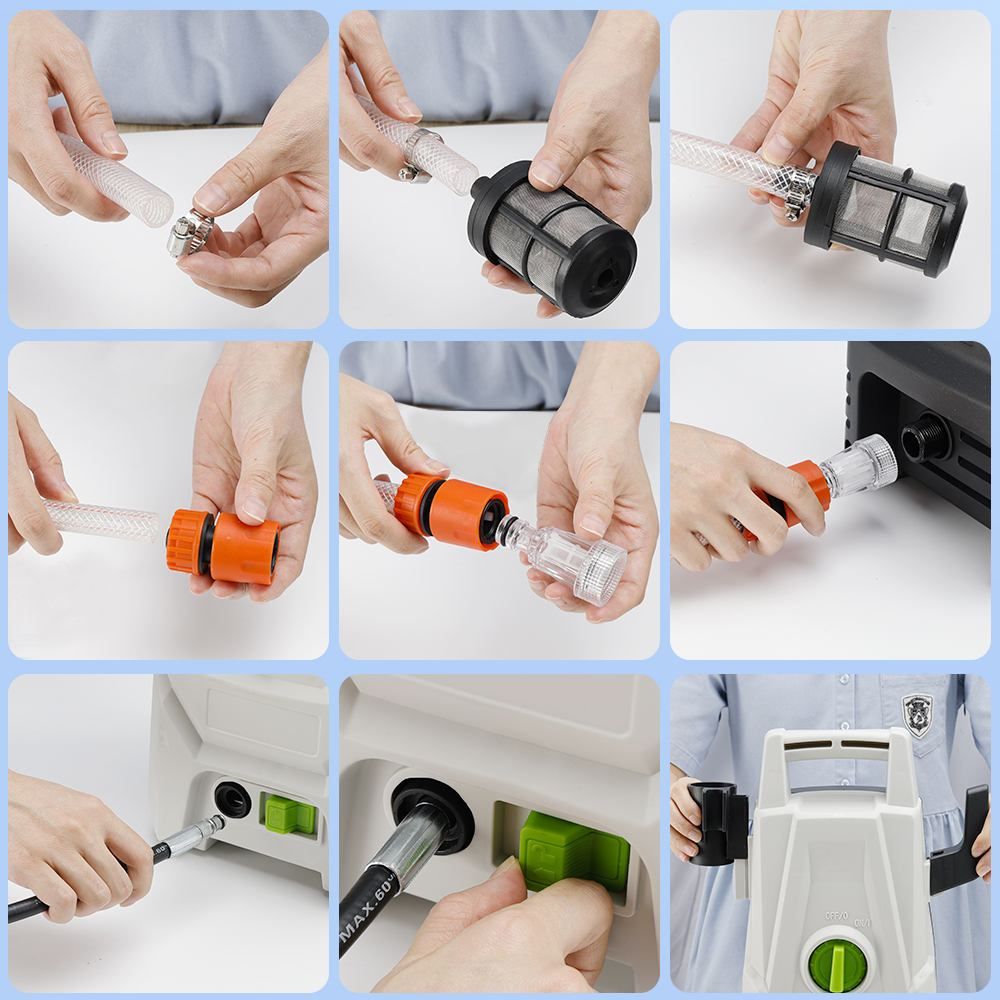 Electric Pressure Washer Package with Hose and Nozzles