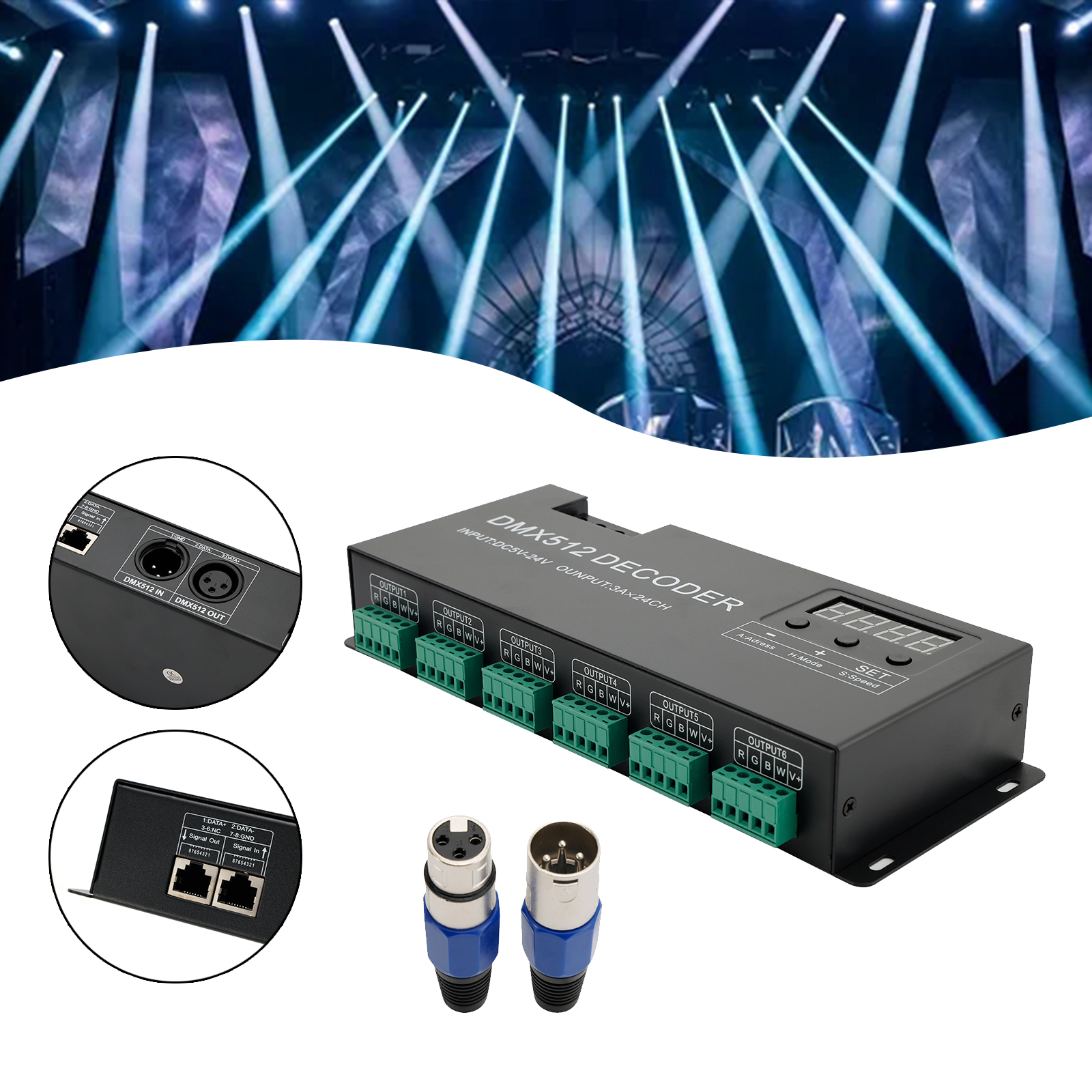 DMX 512 Decoder 24 Channel PWM for RGBW LED Strips