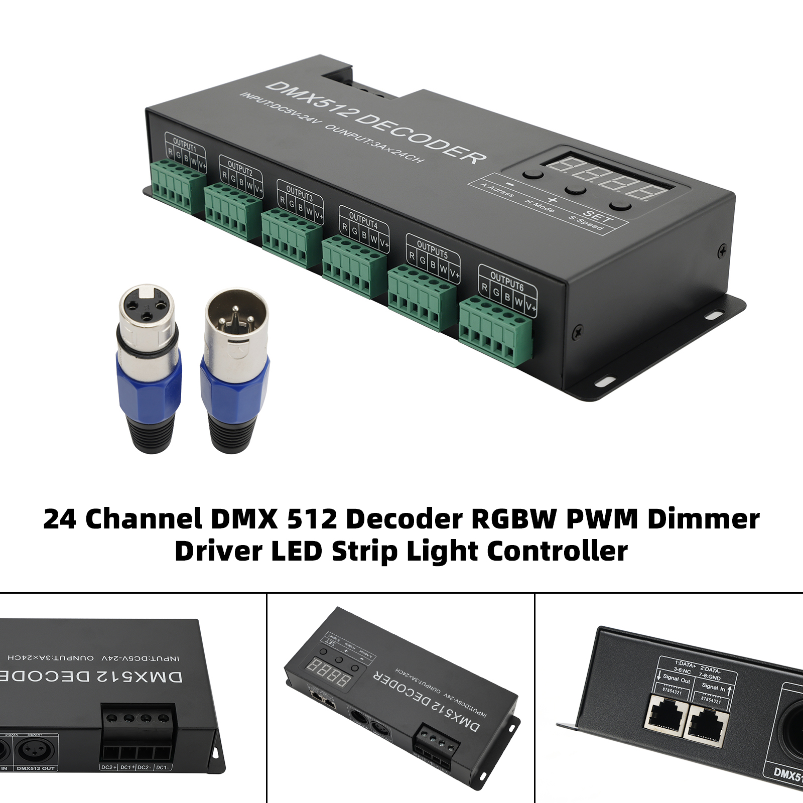 24 Channel DMX 512 Decoder Full Package for LED Strip Control