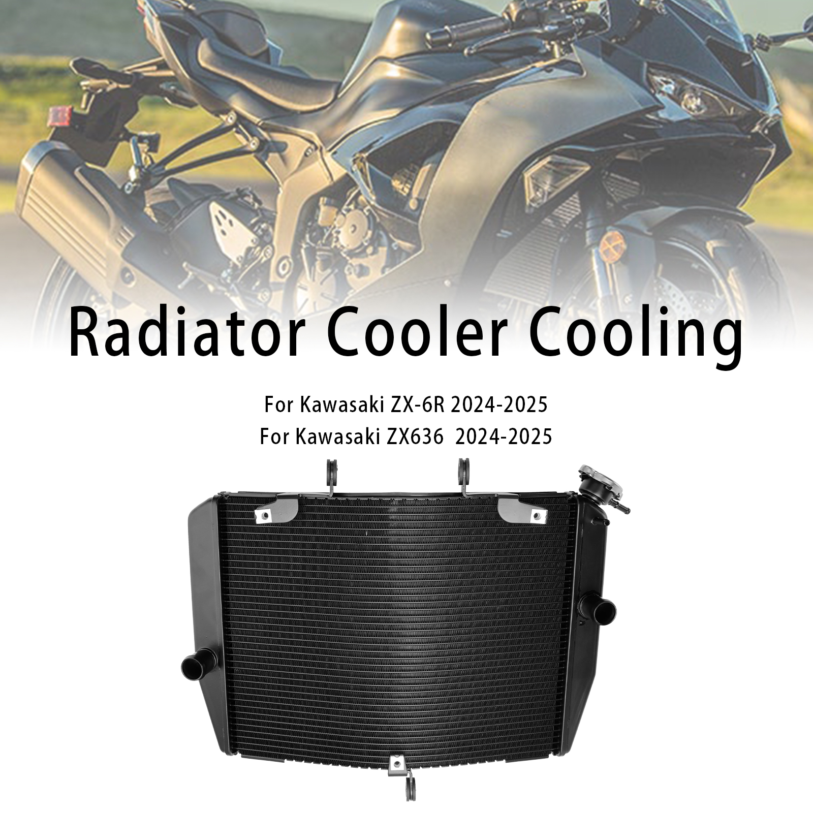 Kawasaki ZX-6R ZX636 2024-2025專用水箱散熱器黑色-極限超快感