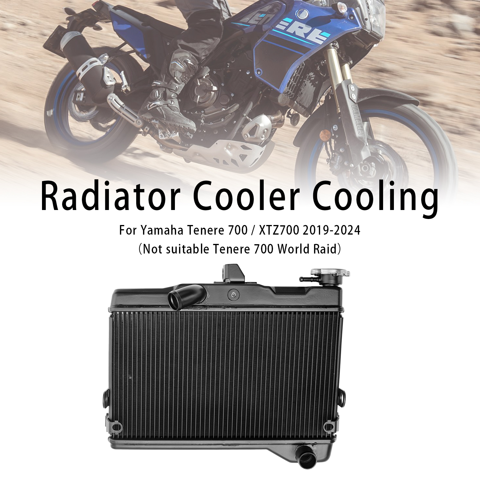 Yamaha Tenere 700 XTZ700 2019-2024專用水箱散熱器黑色-極限超快感