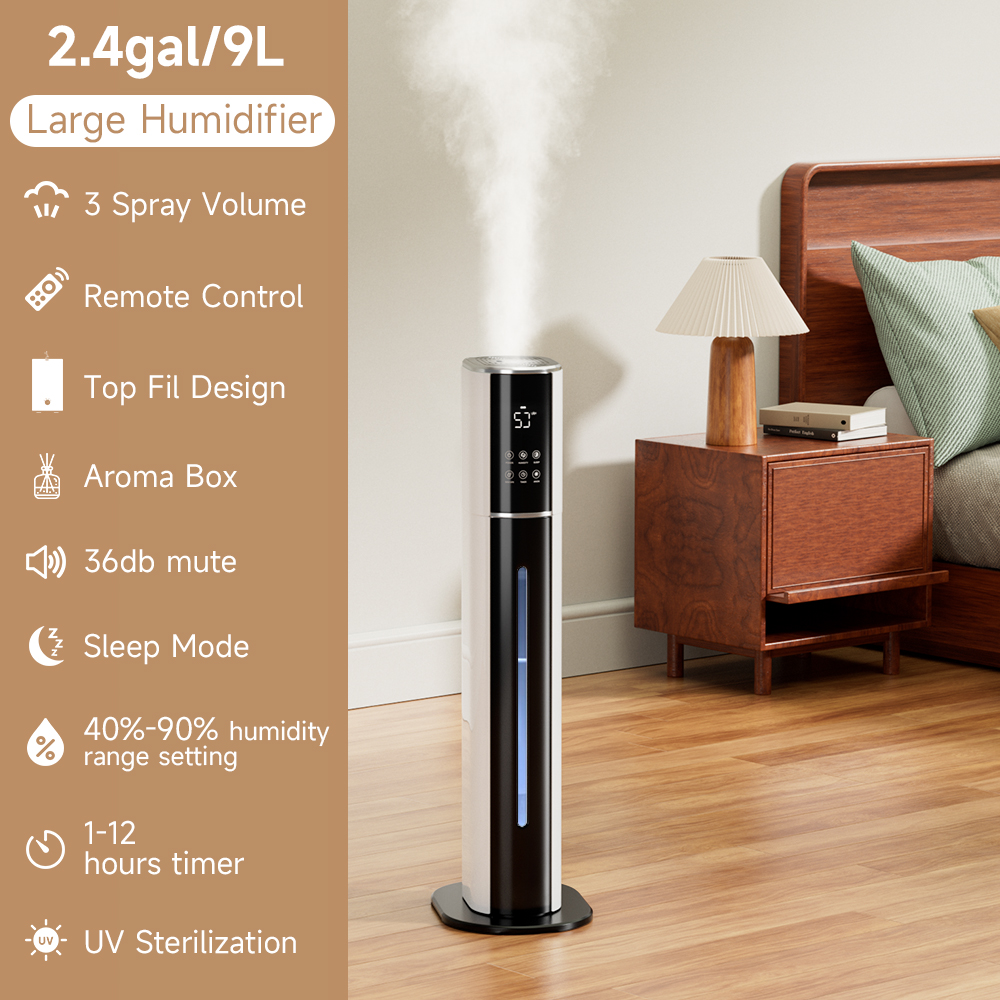 9L Humidifier Top Fill Opening and UV Sterilization Filter