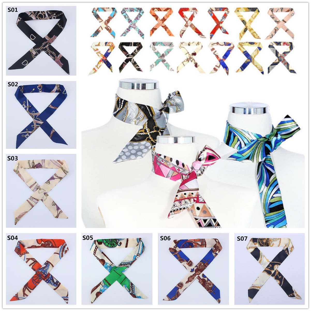 Silk Twilly Scarf Twill Tied Handbag Handle Scarves Wrap Hair Bow Ribbon Decor 140284048227 | eBay