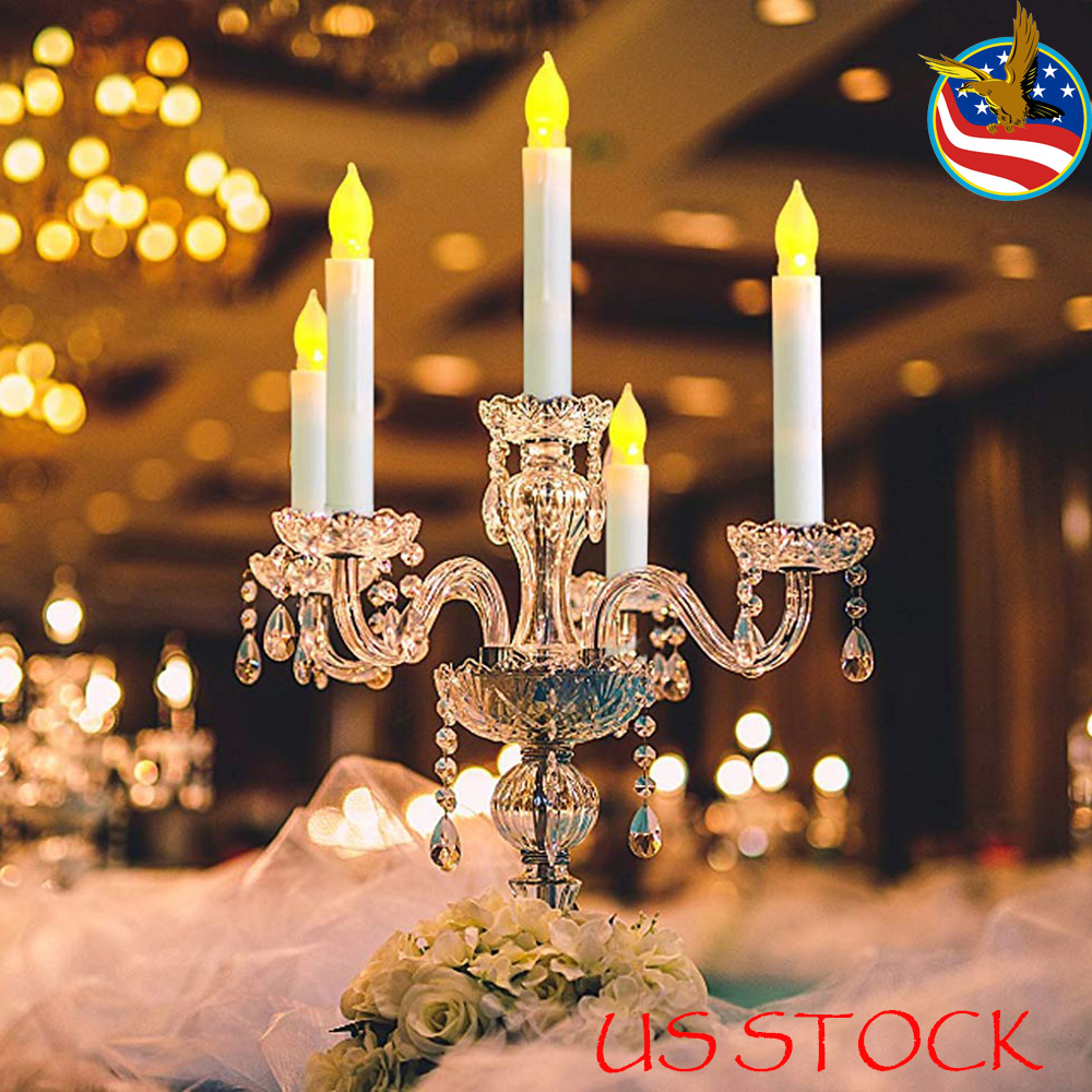 12pcs Battery Flameless Taper Candle Led Pillar Light Halloween