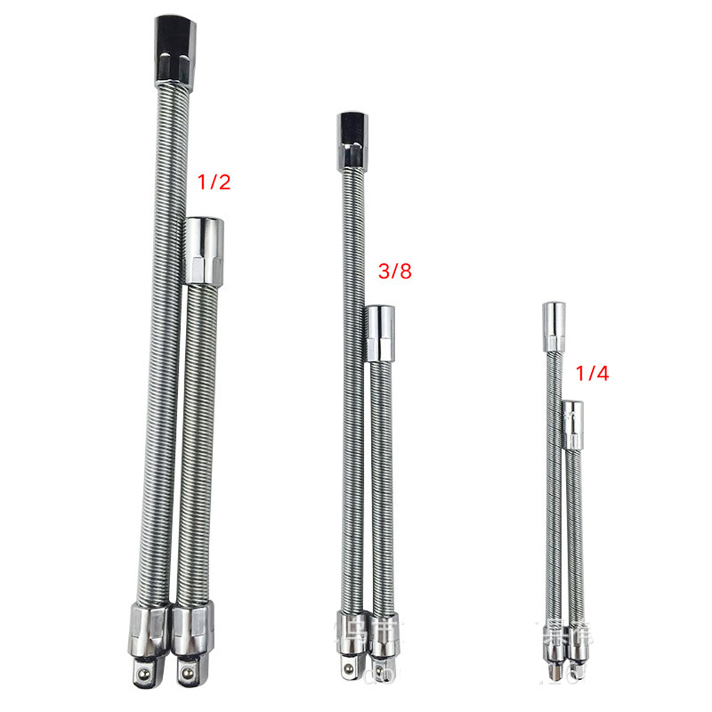 3-tlg Biegsame Welle Set - Flexibel Steckschlüssel Verlängerung 1/4 3/8 1/2 Zoll | Für Akkuschrauber & Bohrmaschinen
