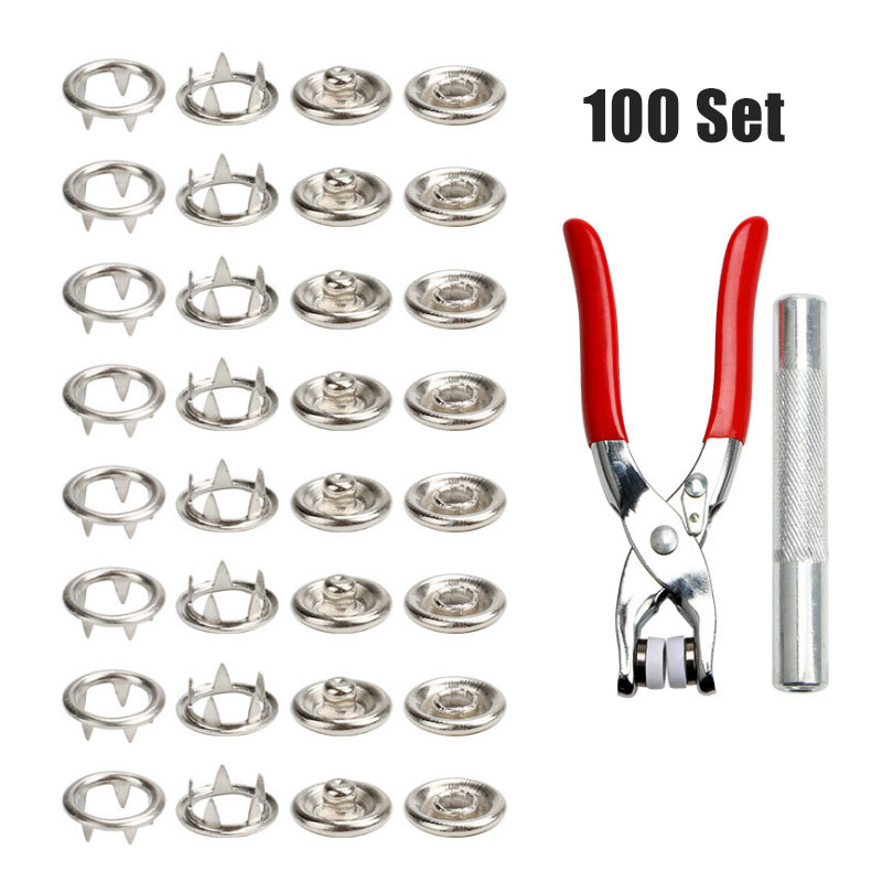 100 Stk/Set Druckknopf Zange Mit Box DIY Nähbedarf Jersey