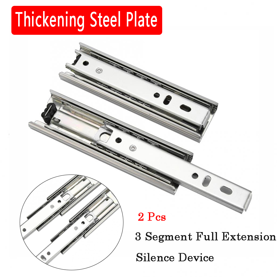 2x Pair Heavy Duty Fully Extension Ball Bearing Drawer Runners