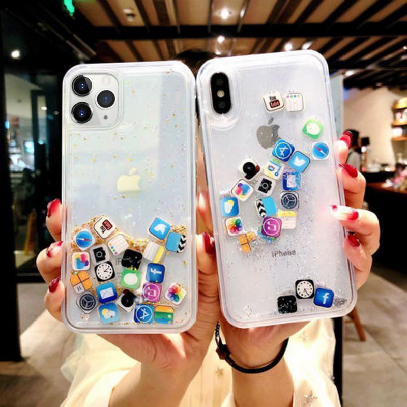App Icon Dynamic Glitter Quicksand Case Cover For Iphone 12 11 Pro Max Xr Xs 7 8 Ebay