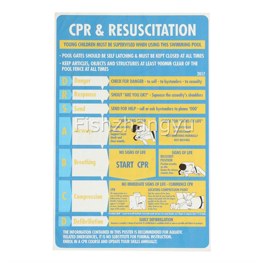 New CPR & Resuscitation Chart DRSABCD Pool Spa Safety Sign Stickers ...