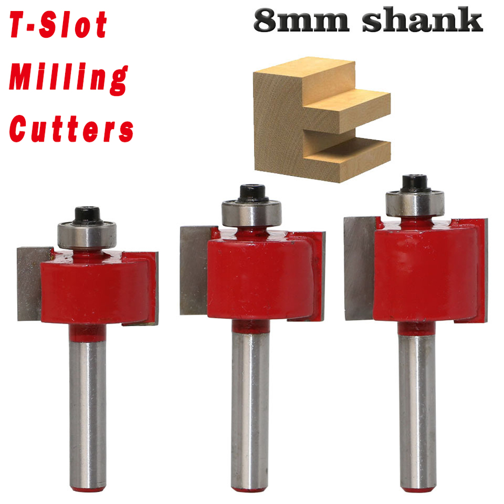 8mm Shank Straight T-Slot Router Bit Carpenter Trimming Cutting Milling Cutter