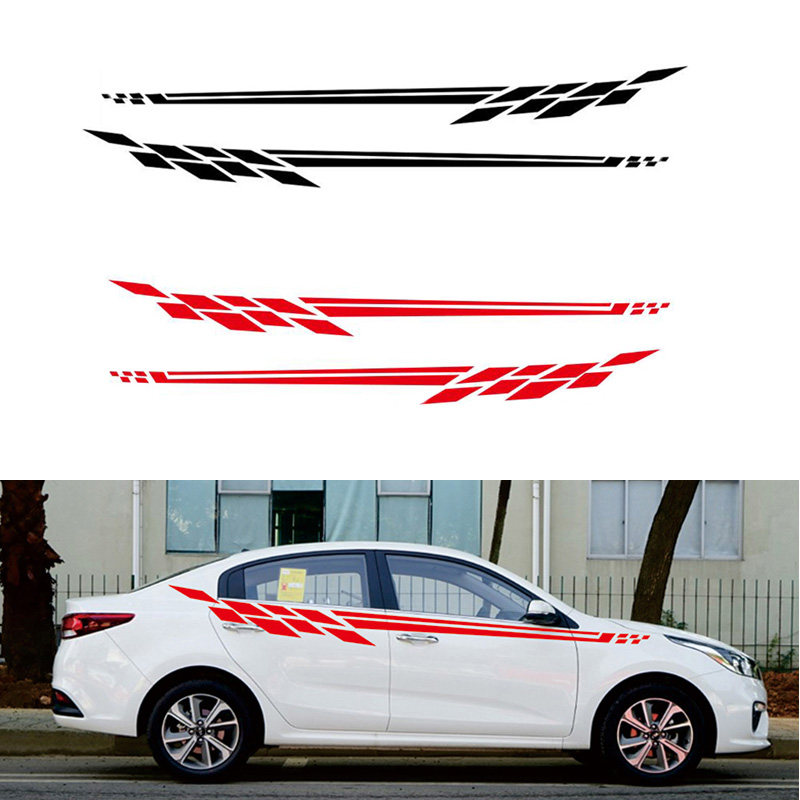 2pcs Car Racing Long Stripe Graphics Side Body Vinyl Decal Sticker Diy