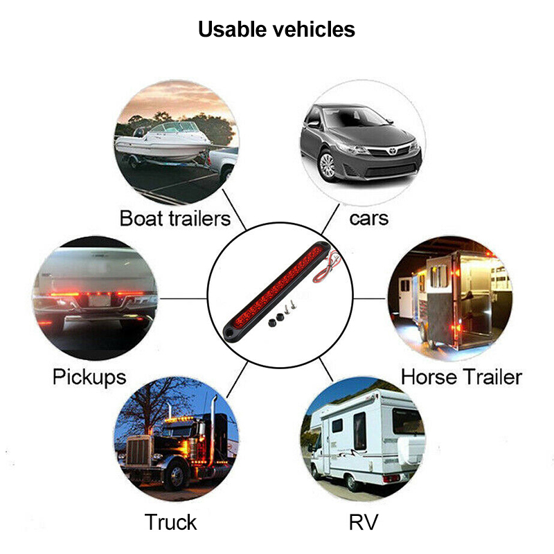 2pcs Car 15 LED Red Trailer Sealed Truck RV Stop Tail Rear 