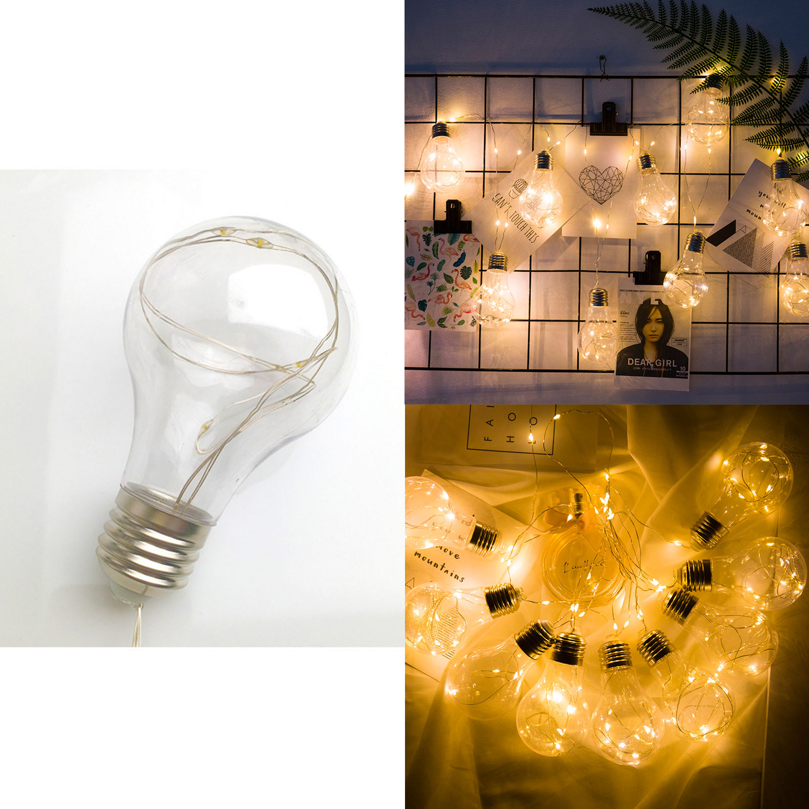 Solar Led Retro Bulb String Lights Garden Outdoor Fairy Lamp
