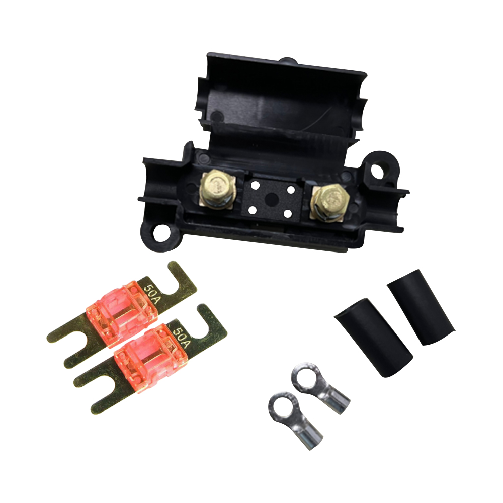 Car Inline Fuse Holder 2 x 50 Amp Midi Fuses Terminals And