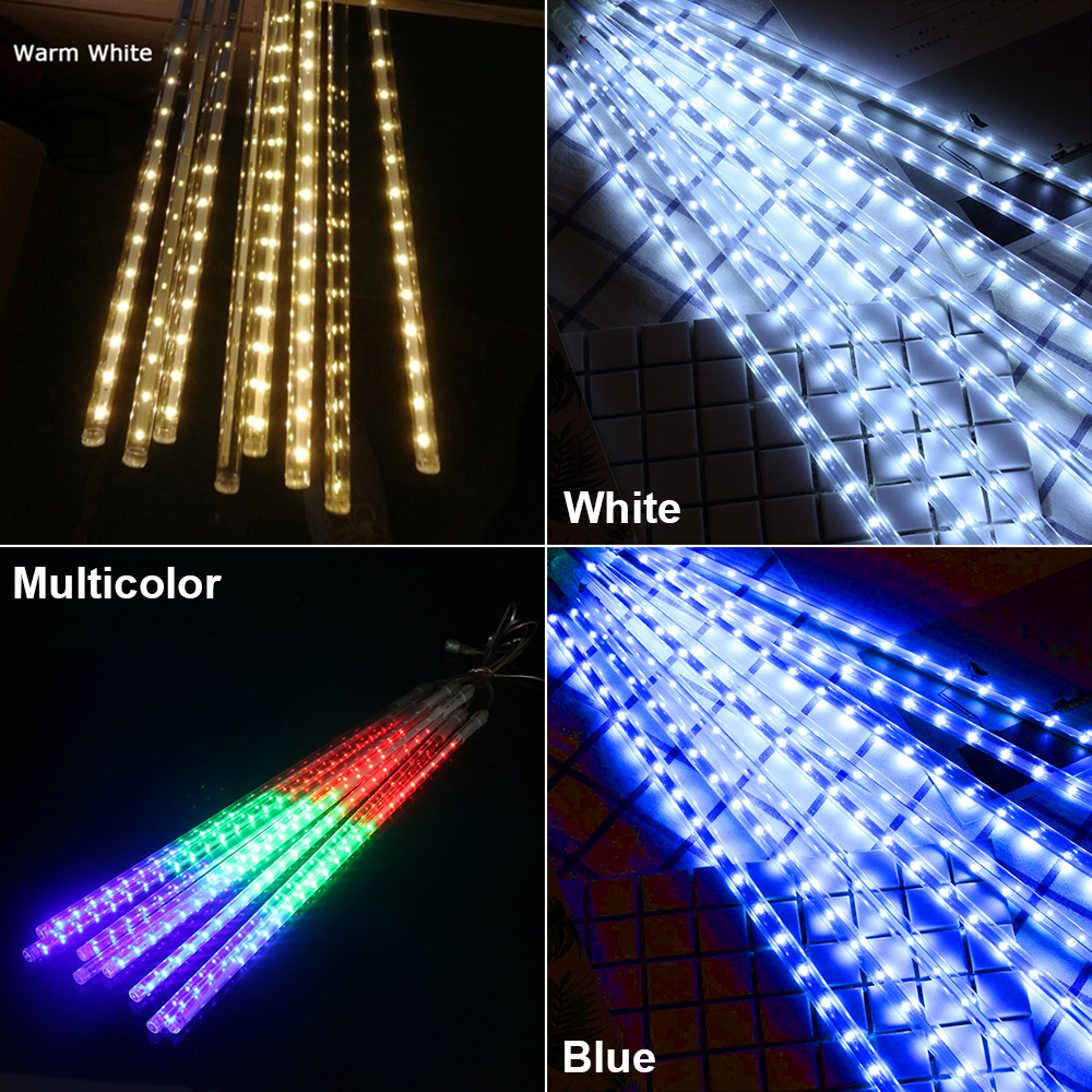30/50CM LED Meteor Shower Lights 8 Tubes Falling Rain Icicle Xmas Party