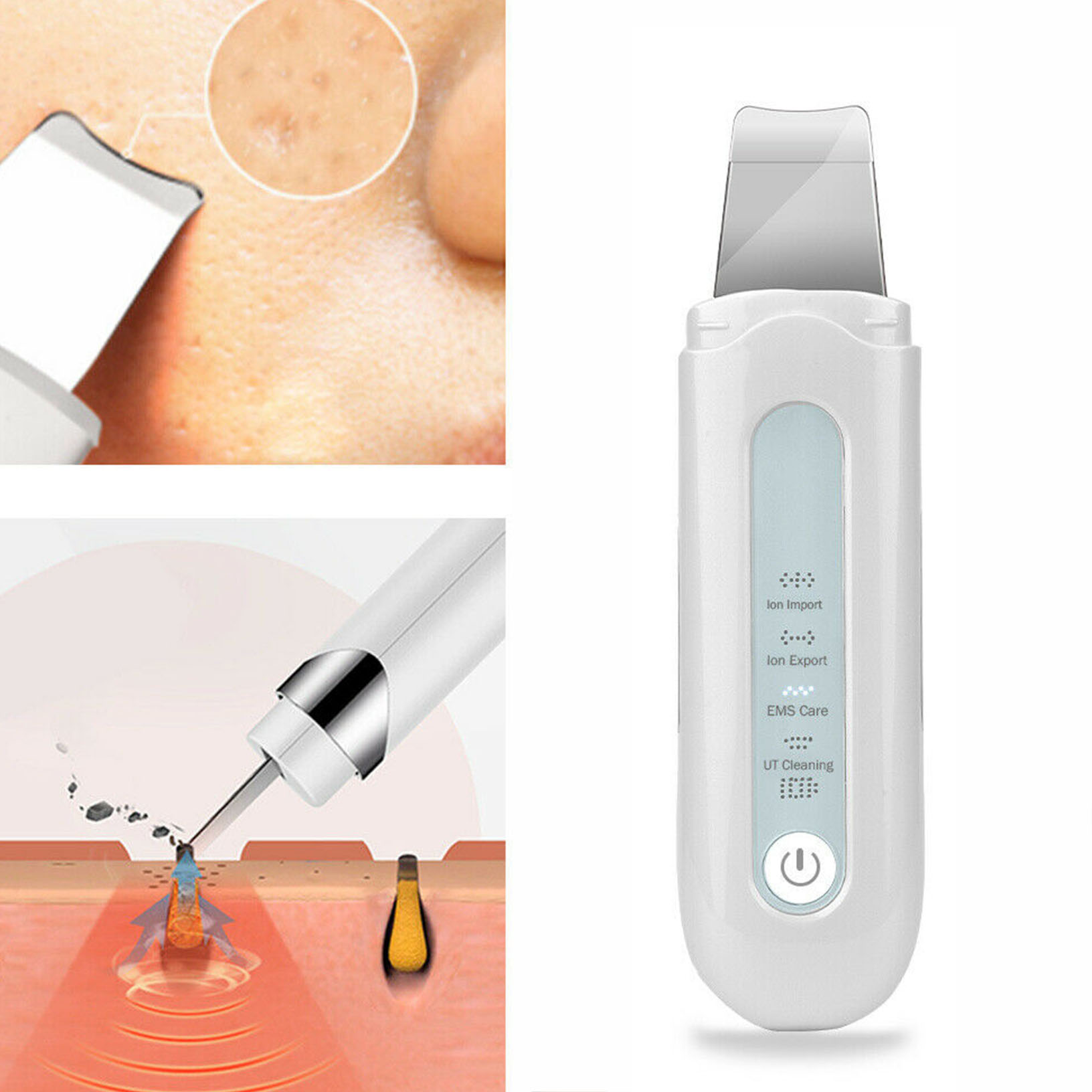 Deep Cleaner Tool Facial Ultrasonic Skin Scrubber Spatula Face Extractor Peeling Ebay