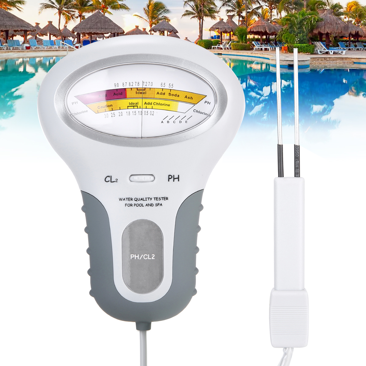 Elektronischer Wassertester für Chlor und pH-Wert Pool Messgerät Schwimmba New