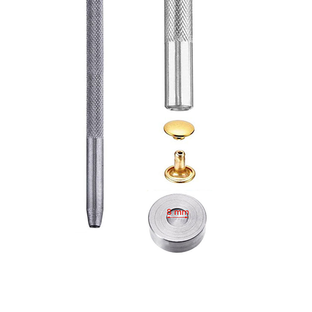 240 Set Leather Double Cap Rivets Tubular Metal Studs Fixing Tool Kit