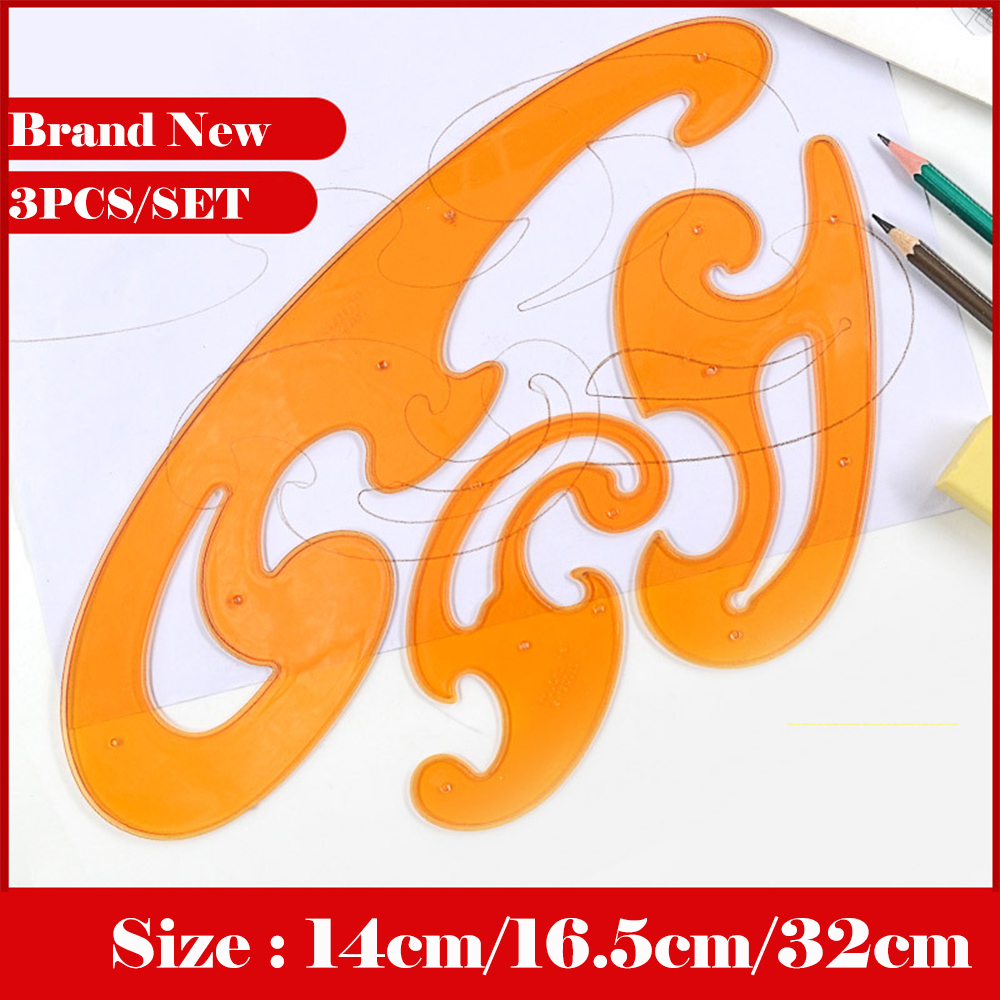 3x set french curve template ruler stencil drawing