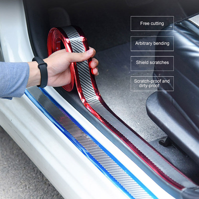 Car Sticker Carbon Fiber Rubber Door Sill Protector Edge