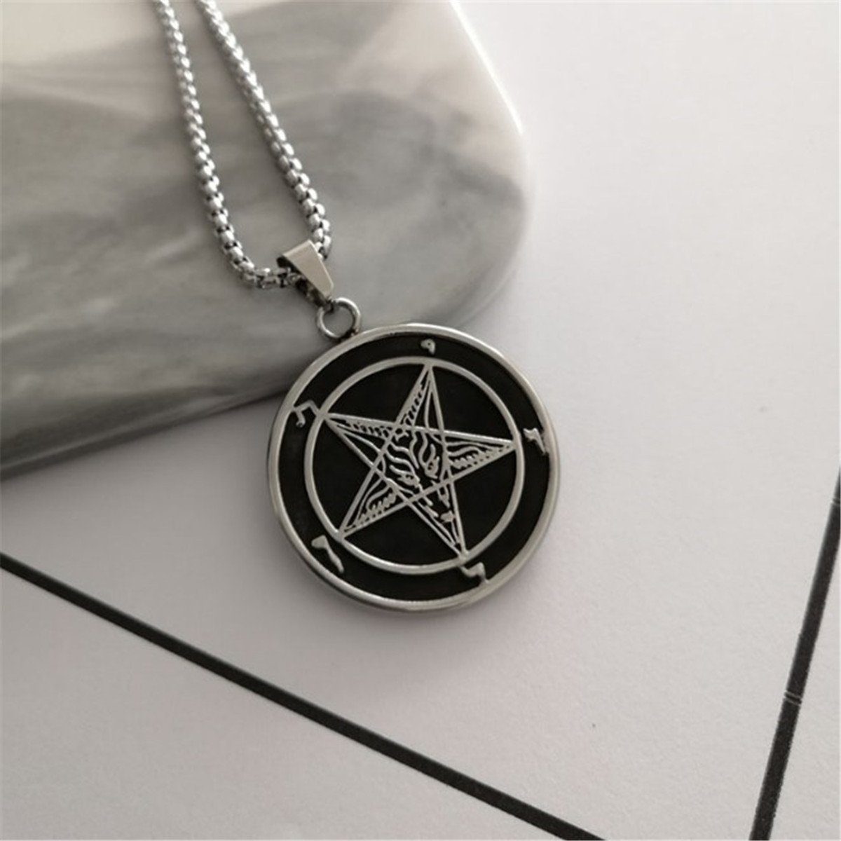 Sigil of Satan Lucifer Pendant Pentagram Occult Necklace Pagan Wiccan ...