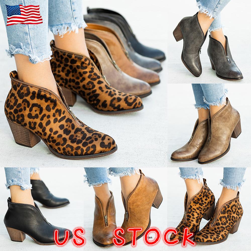 leopard print low block heels