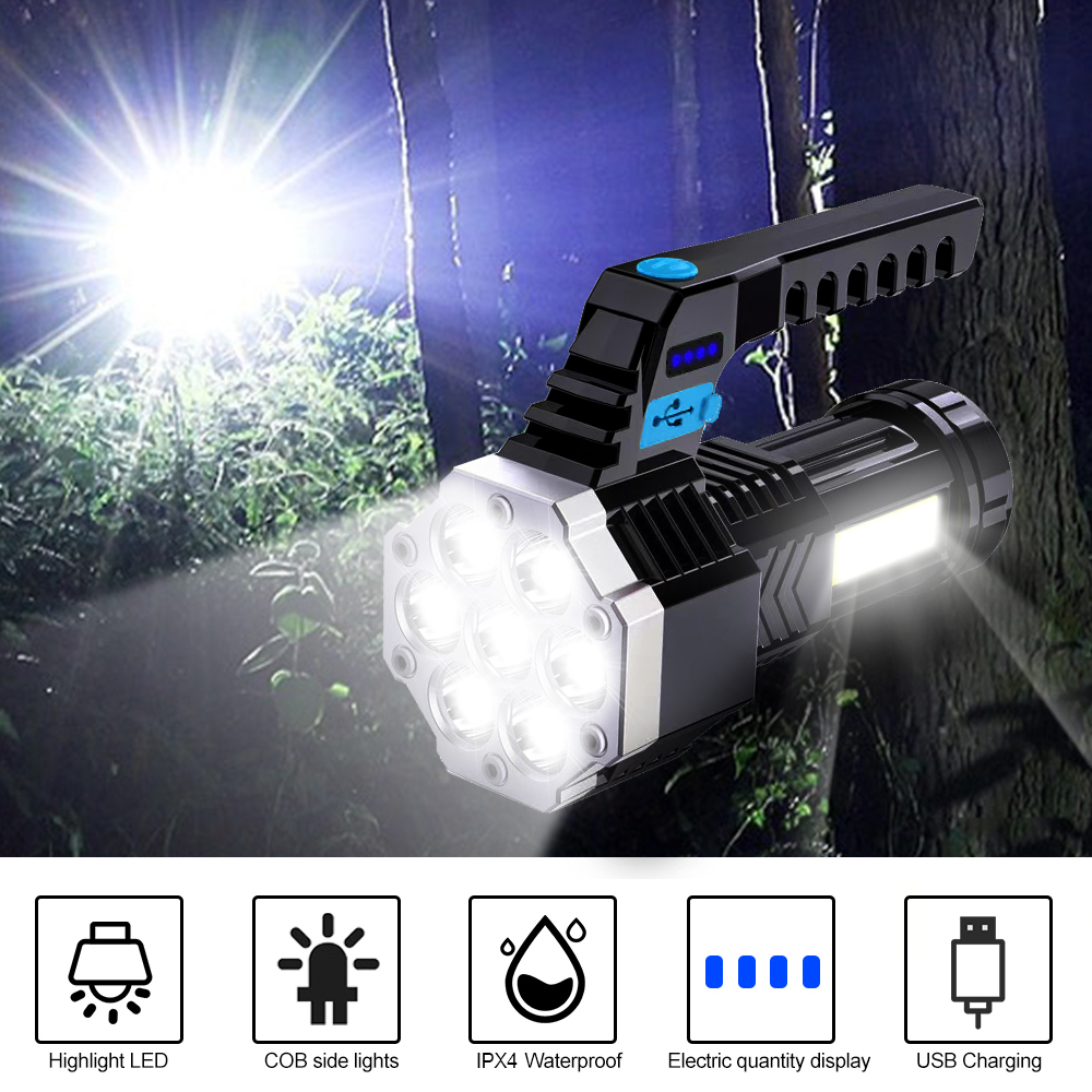 1500000LM LED Flashlight-Super Bright Torch-USB Rechargeable Lamp