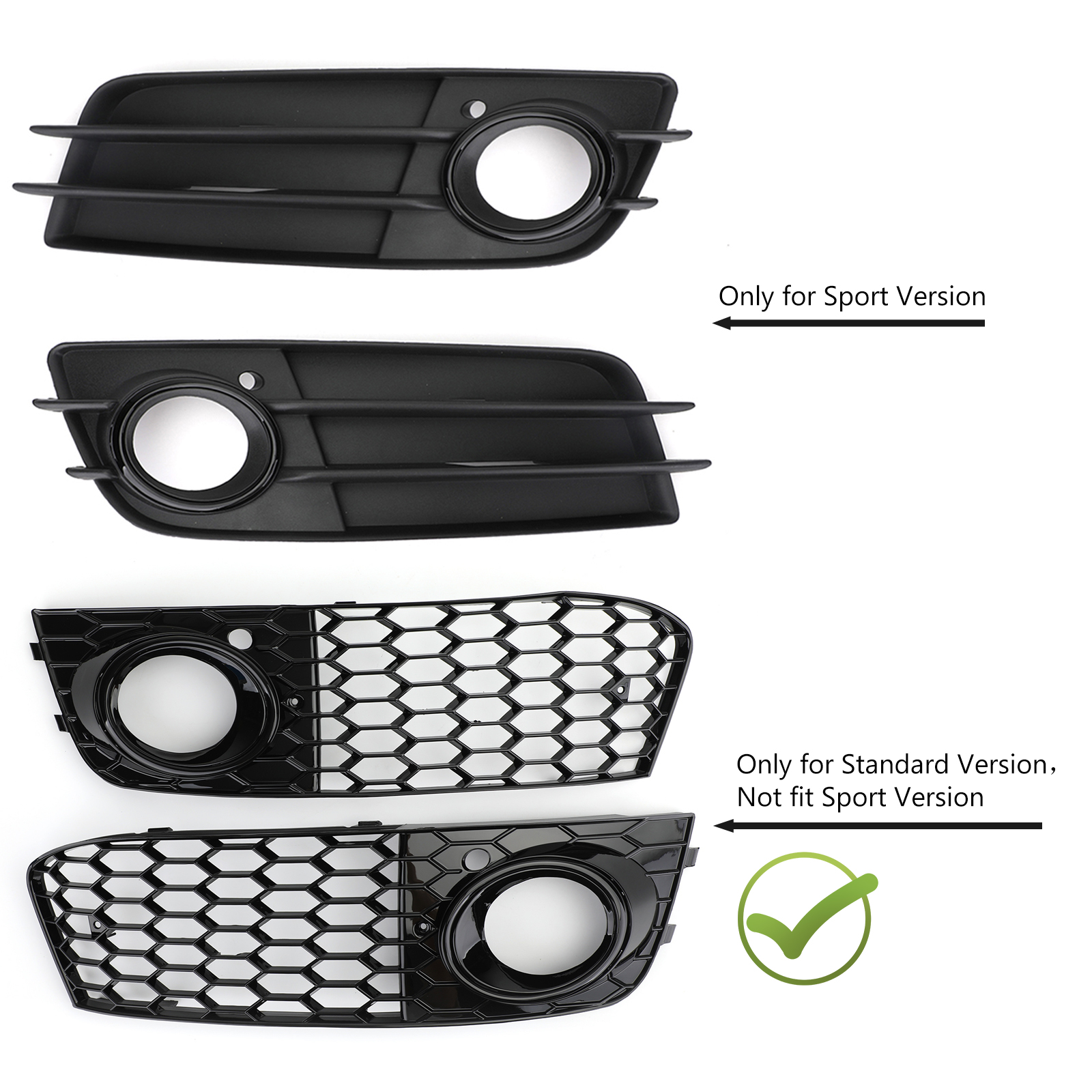 Pair Honeycomb Mesh Fog Light Open Vent Grill Intake For Audi A4 B8