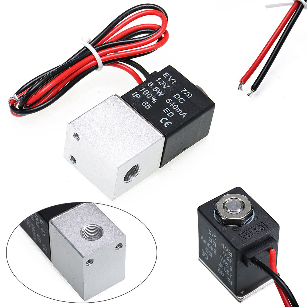 US 12V 1/4" 2 Way Normally Closed Pneumatic Aluminum Electric Solenoid Air Valve eBay