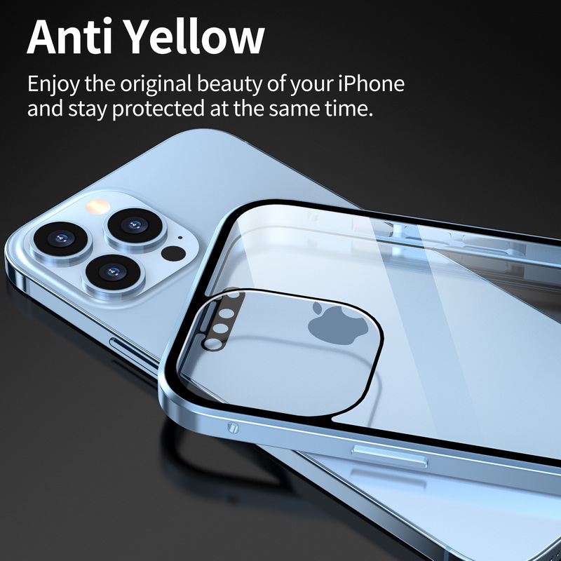 CoolGadget Handyhülle Metall Magnet Handy Case für Apple iPhone 14 Plus 6,7  Zoll, Hülle 360 Grad Schutz Cover Gehärtetes Glas für iPhone 14 Plus
