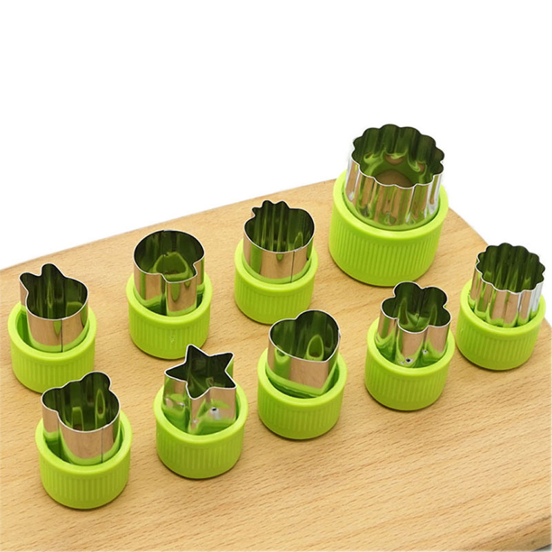 Fruit Cutter Shape Set Kitchen Mini Cute Cheese Presser Mold 9 Pcs