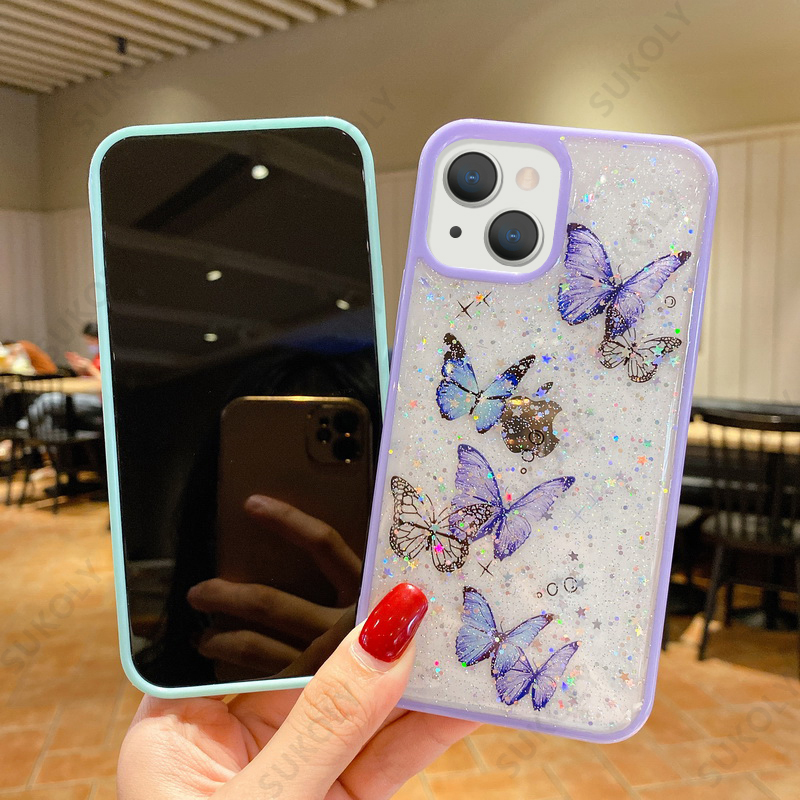 I MGAE IN AR Compact Case For IPhone 16 Pale Pink Butterfly Design,Cute Trendy Soft Slim TPU Shockproof Protective Phone Cases Cover For Women Girls Aesthetic Glitter - Foto 10