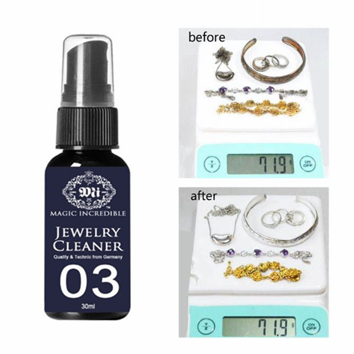 30ml Jewelry Cleaner Solution Diamond Silver Gold Jewelry Cleaning