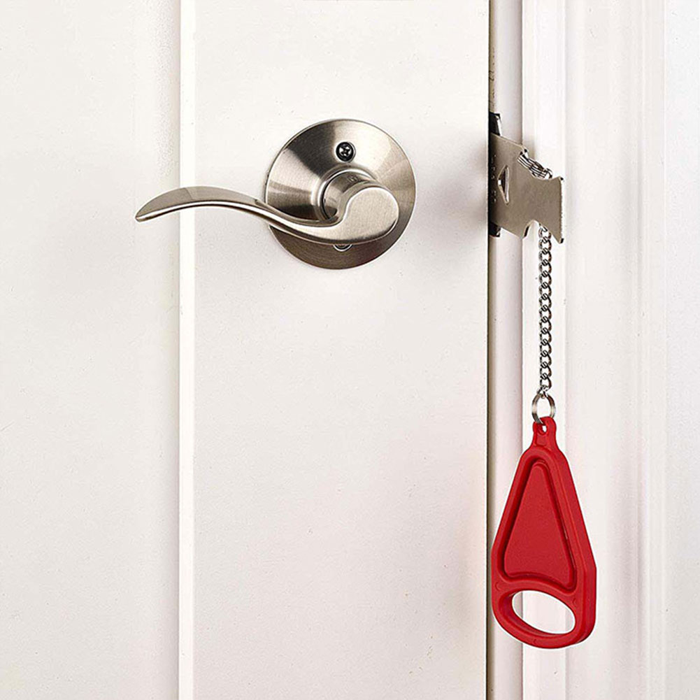 1 Pc Red Portable Door Lock Easy Install Travel Hotel School