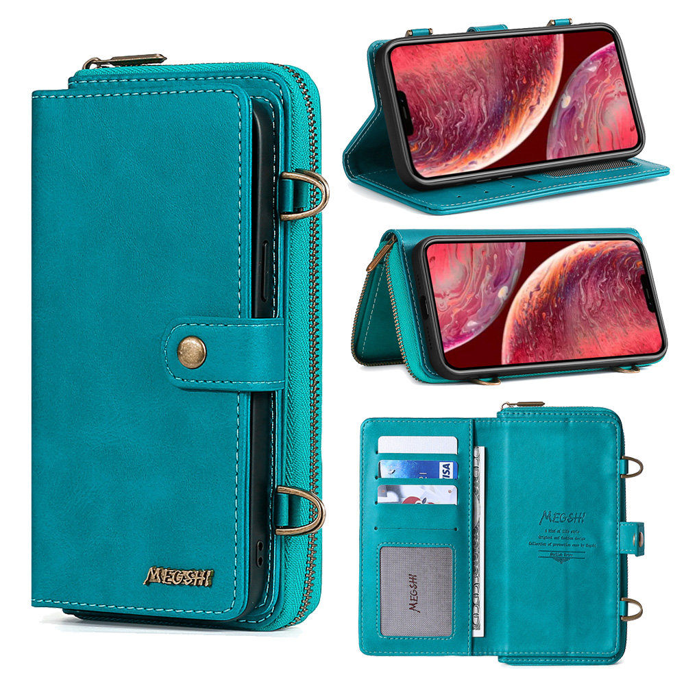 For iPhone 12 Pro Max Luxury Flip Leather Crossbody Strap Wallet Case