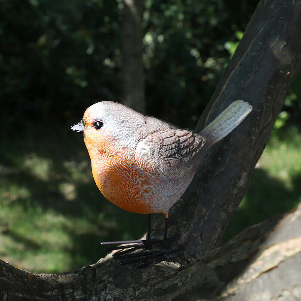 2pcs Resin Robin Bird Garden Ornament Patio Door Pond Figurine Toy Home