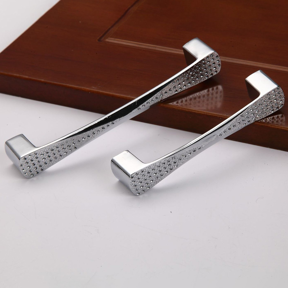96/128/160mm Bow Door Handles Sliver Crystal Kitchen Cupboard