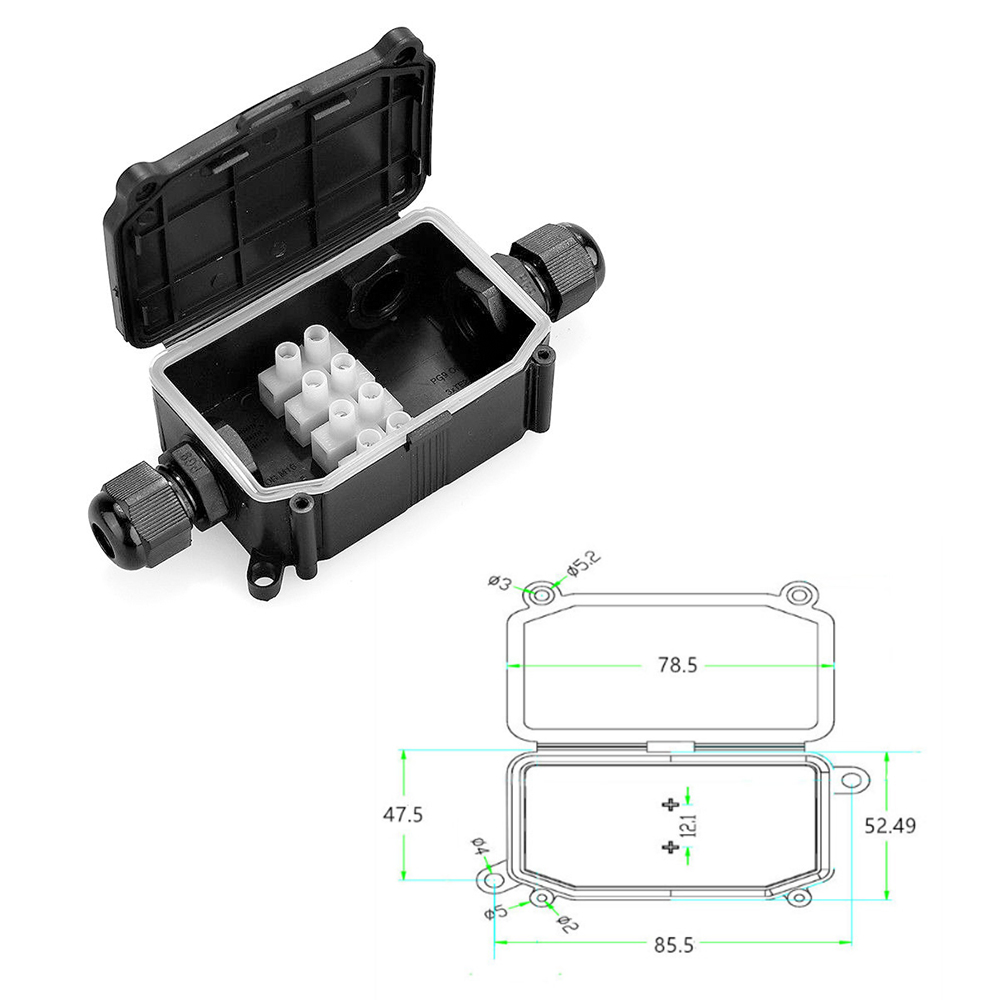 2//3 voies étanche boîte à bornes IP66 450V Boîte de dérivation