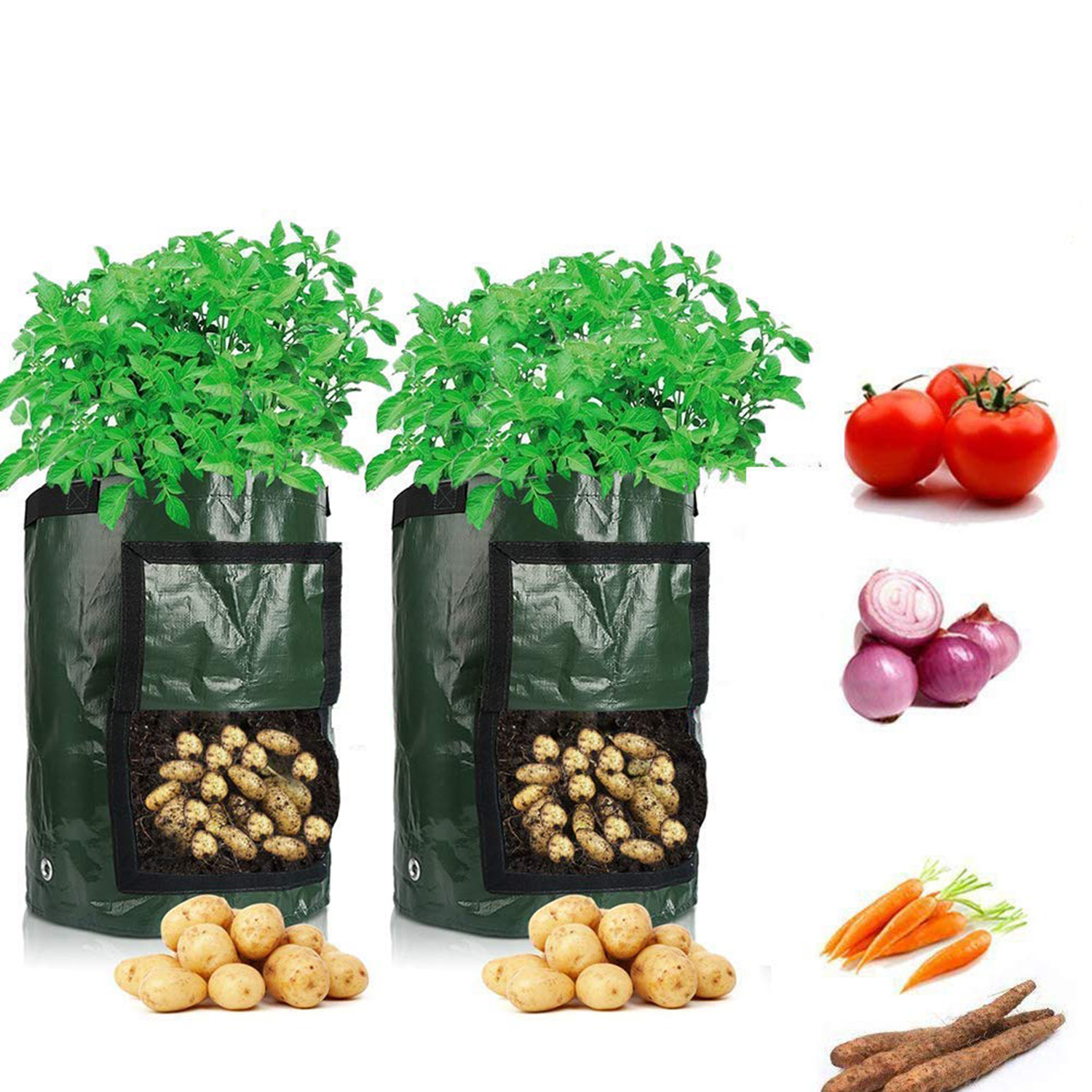 Potato Grow Bag, 2 Pcs 10 Gallon Vegetable Bag, 35 X 45 Cm Durable