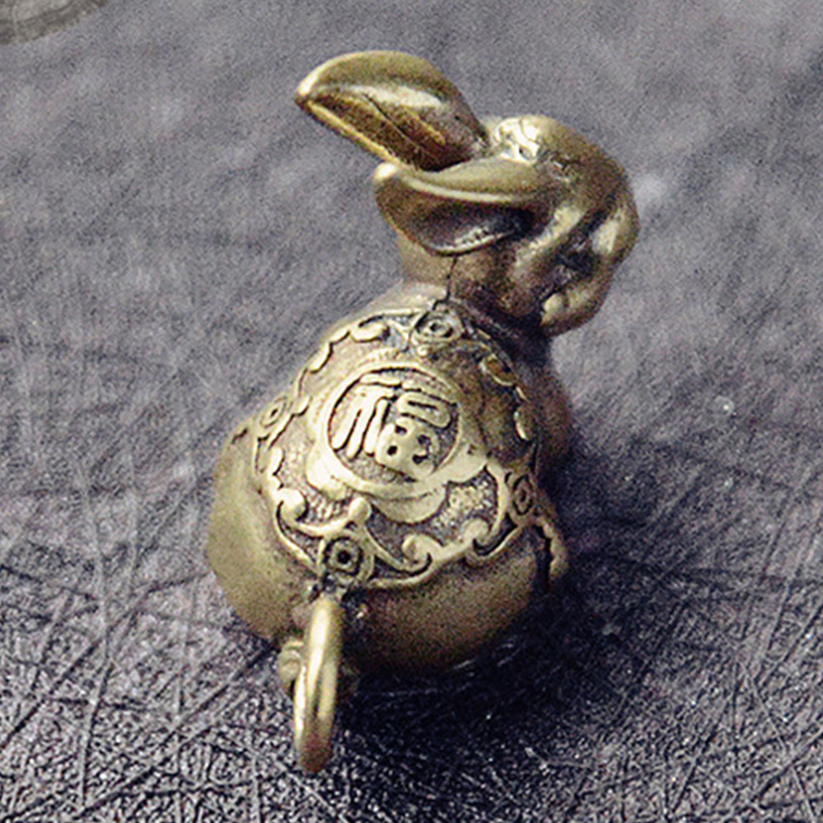 Chinese Art Brass Little Rabbit Keychain Pendant | eBay