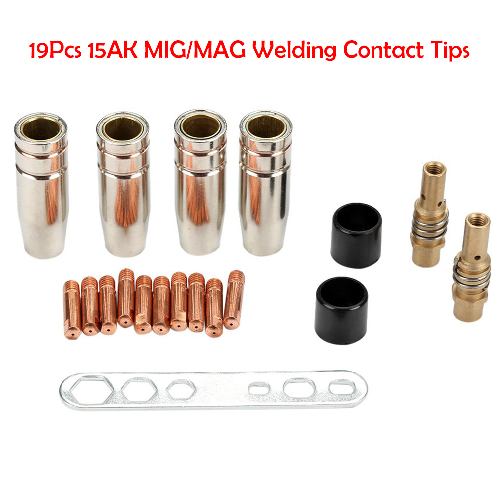 10Pcs MB-15AK MIG//MAG M6 Welding Torch Gun Tips Holder Gas Nozzle Gold New UK