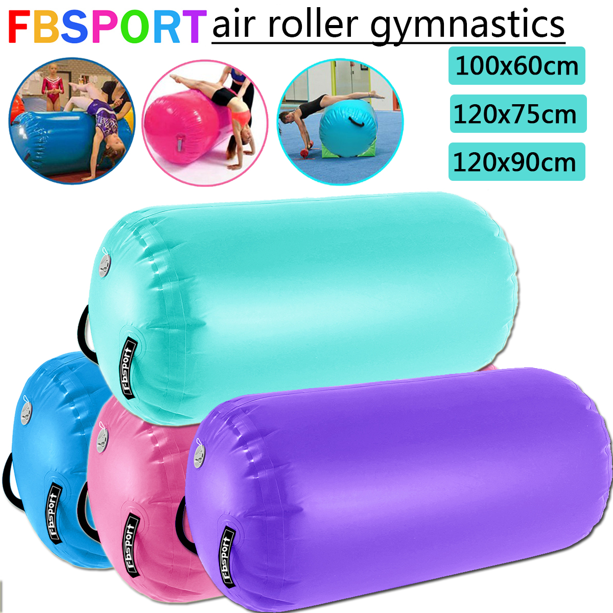 FBSPORT 120x90cm Air Track Gymnastik Zylinder Luft Training Rollen ...