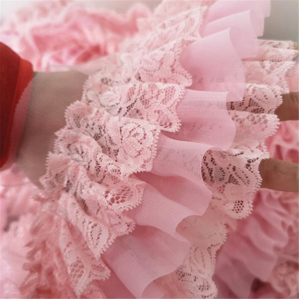 50cm Pink Chiffon Ruffle Lace Trim 3 Layer Pleated Ribbon Sewing 394 Width 885085902773 Ebay 4419