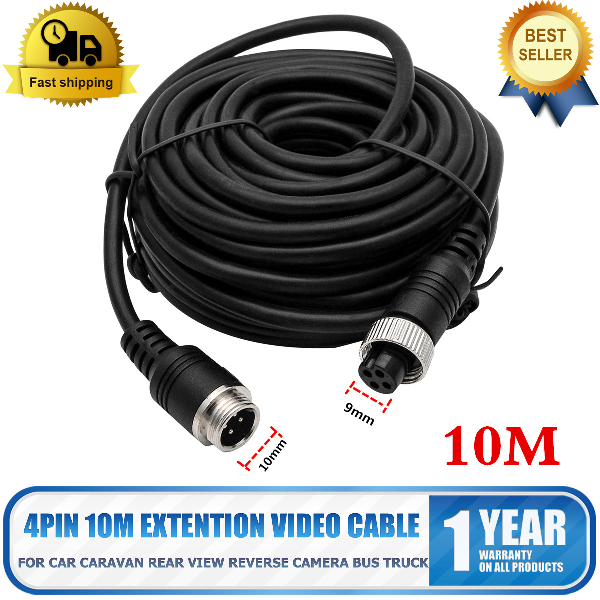4Pin Car Extension Cord for Bus Truck Reversing Rear View Camera 15M+20M