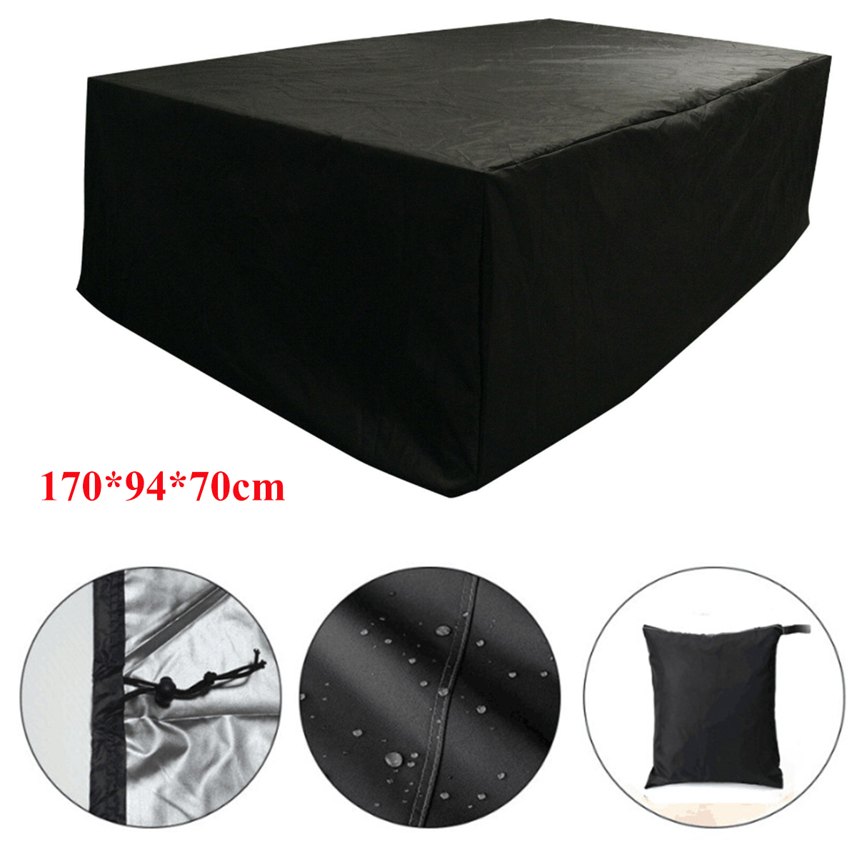 Large Large Furniture Table Extra Black Cover Protect Outdoor