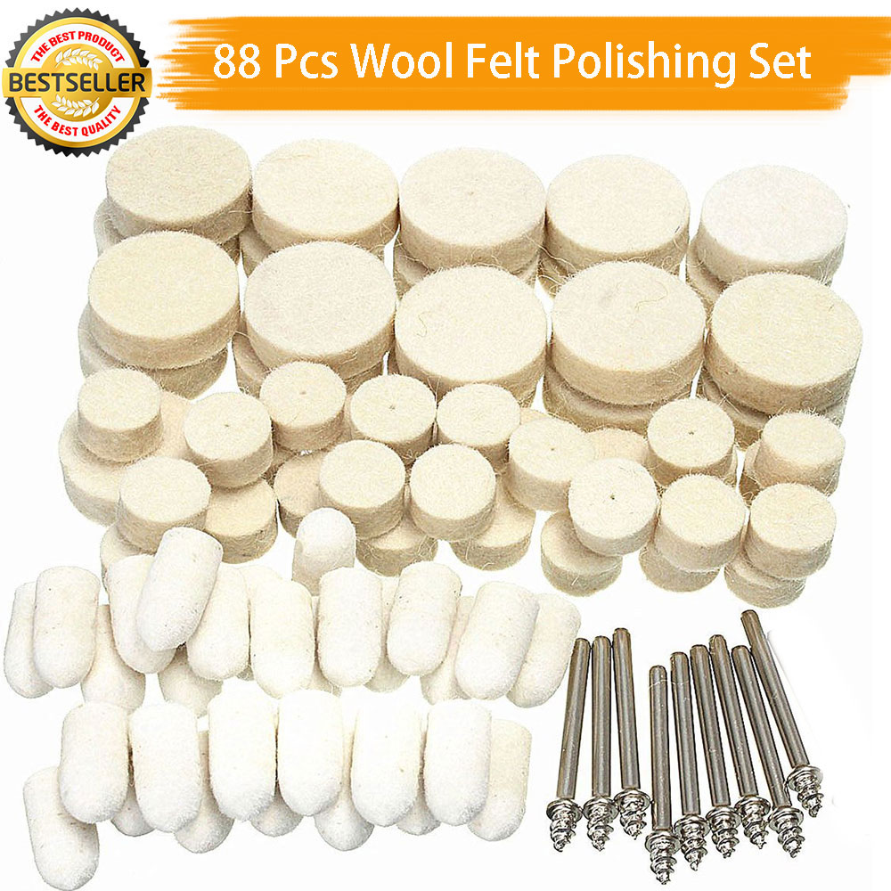 129X Felt Polishing Buffing Pads Wheel Wool Plastic Dremel Rotary Tool Kit Set 