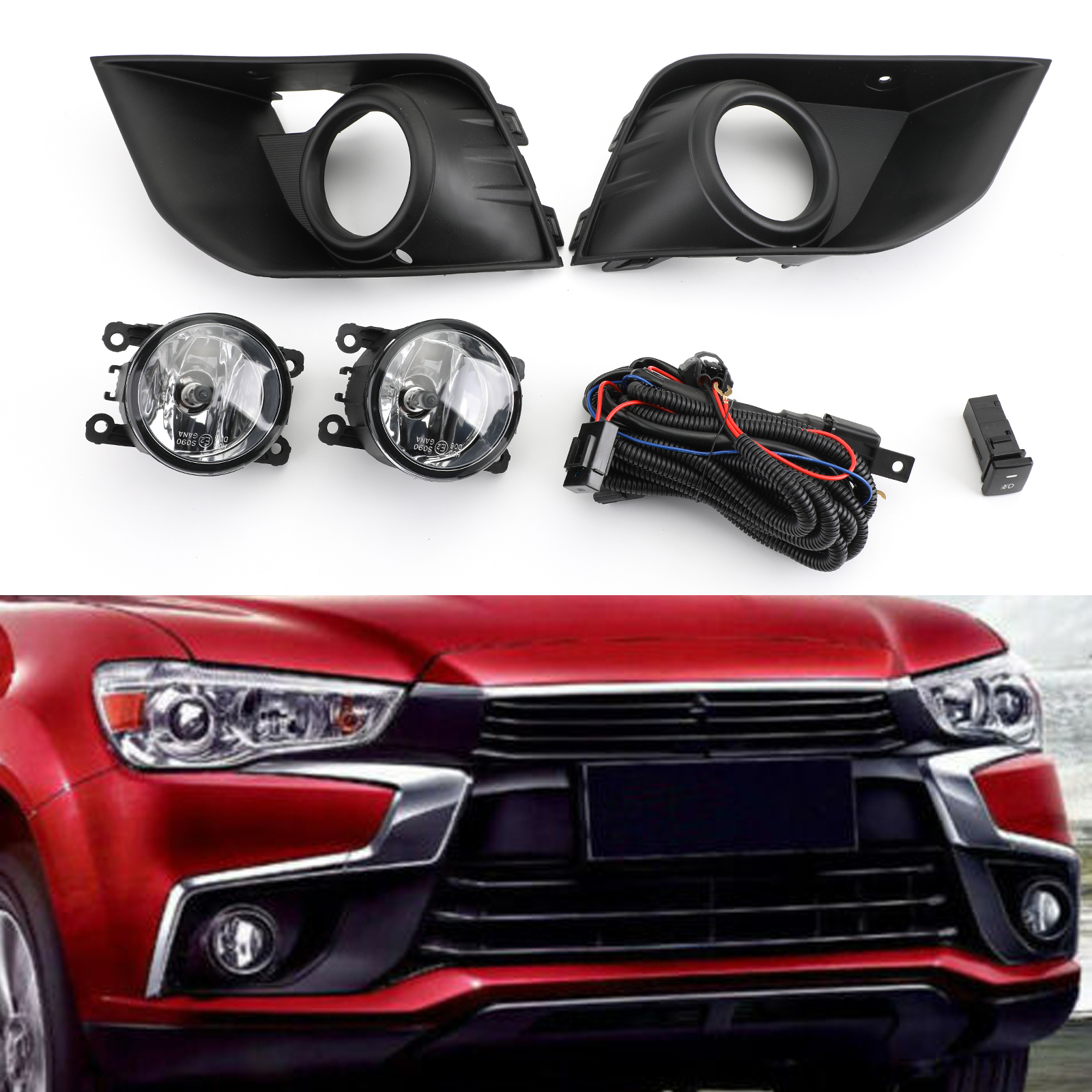 Front Bumper Fog Light Kit For Mitsubishi Outlander Sport ASX RVR 2016