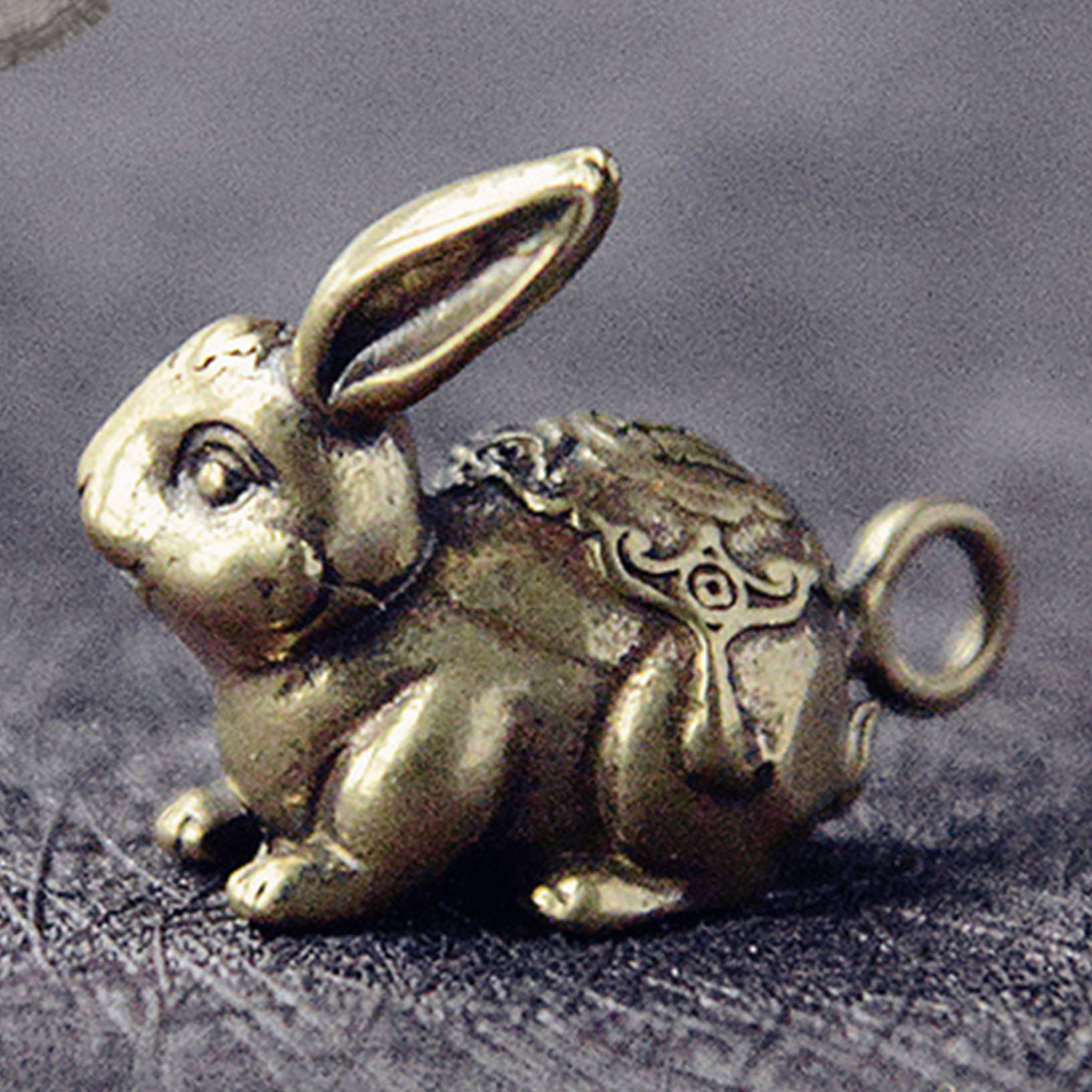 Chinese Art Brass Little Rabbit Keychain Pendant | eBay