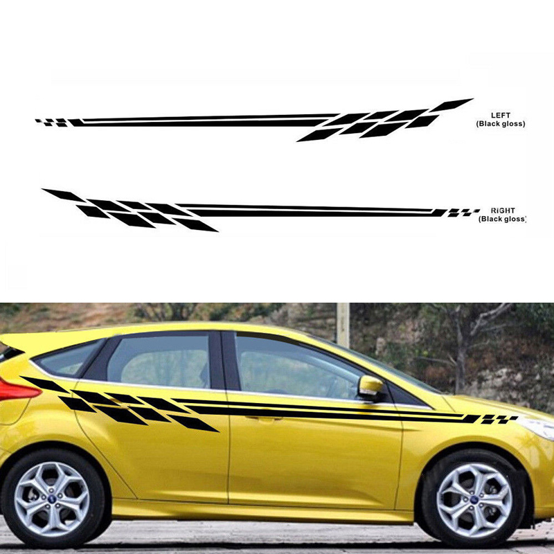 2PCS Car Racing Long Stripe Graphics Side Body Vinyl Decal Sticker DIY ...